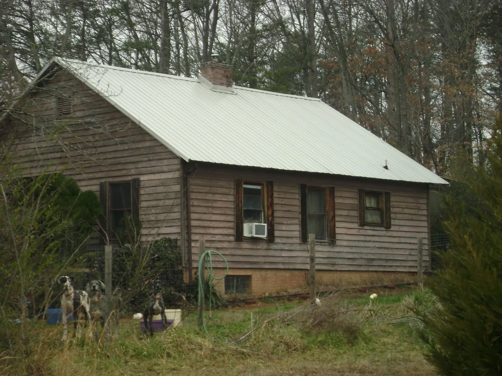 White metal roof on an old wood sided farmhouse, from a Metal Roof Installation job in Godley